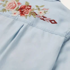 Sale Stetson Long-Sleeved Embroidered Blouse Blue