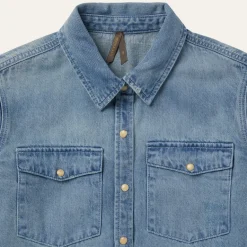 Outlet Stetson Loose Fit Denim Snap-Front Shirt Blue