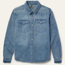 Best Stetson Loose Fit Denim Snap-Front Shirt Blue