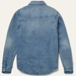 Best Stetson Loose Fit Denim Snap-Front Shirt Blue