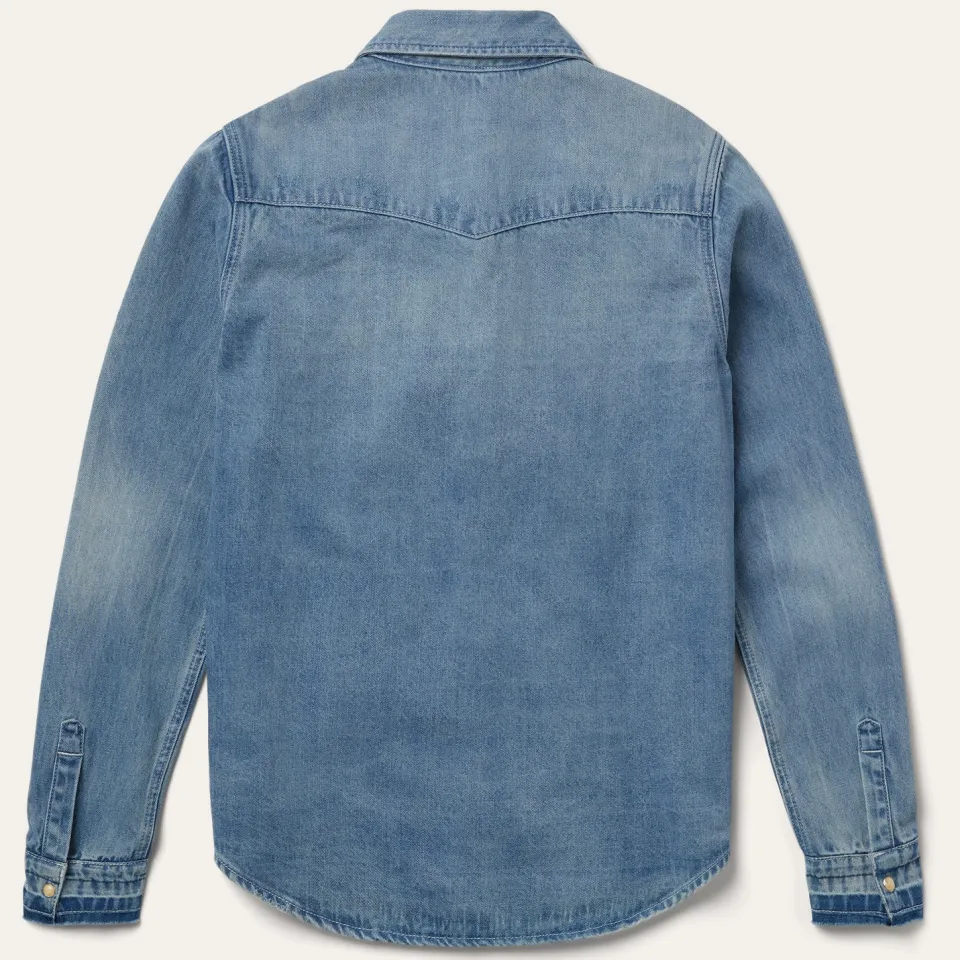 Best Stetson Loose Fit Denim Snap-Front Shirt Blue
