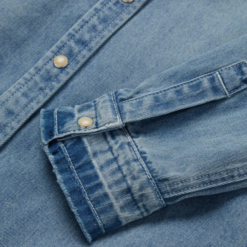 Best Stetson Loose Fit Denim Snap-Front Shirt Blue