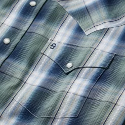 Outlet Stetson Lucky Diamond Plaid Western Shirt Green