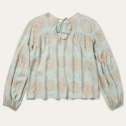 Online Stetson Mandala Print Peasant Blouse Blue