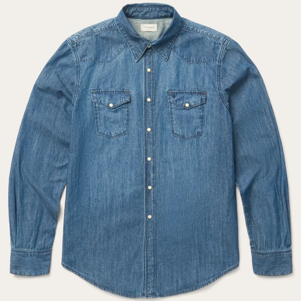 Online Stetson Medium Denim Shirt Blue