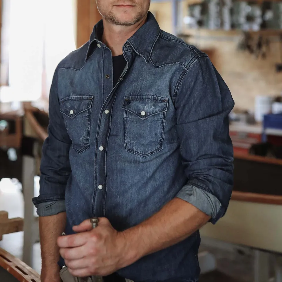 Online Stetson Medium Denim Shirt Blue