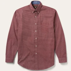Clearance Stetson Micro Print Button-Front Shirt Red