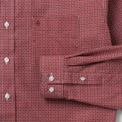 Clearance Stetson Micro Print Button-Front Shirt Red