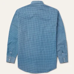 Best Stetson Micro Print Western Shirt Blue
