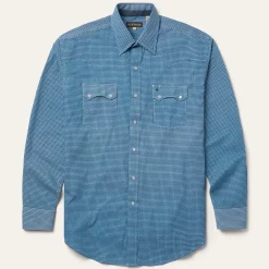 Clearance Stetson Micro Print Western Shirt Blue