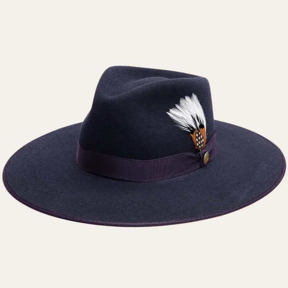 Outlet Stetson Midtown Wide Flat Brim Hat Navy