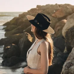 Stetson Midtown Wide Flat Brim Hat Black