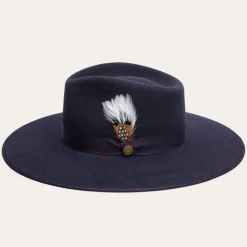 Stetson Midtown Wide Flat Brim Hat Navy