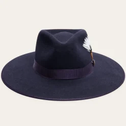 Online Stetson Midtown Wide Flat Brim Hat Navy