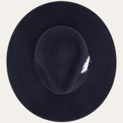 Online Stetson Midtown Wide Flat Brim Hat Navy