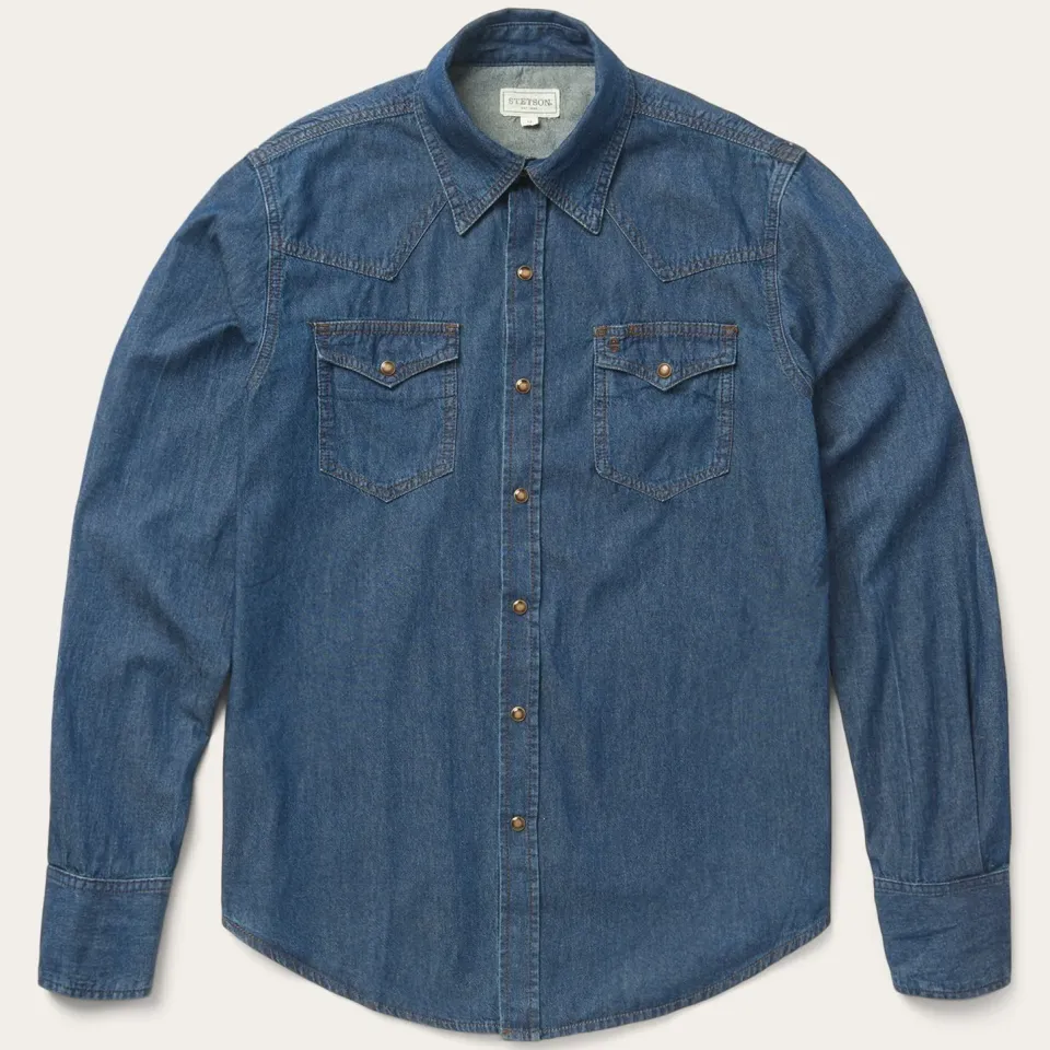 Sale Stetson Modern Denim Western Shirt Blue