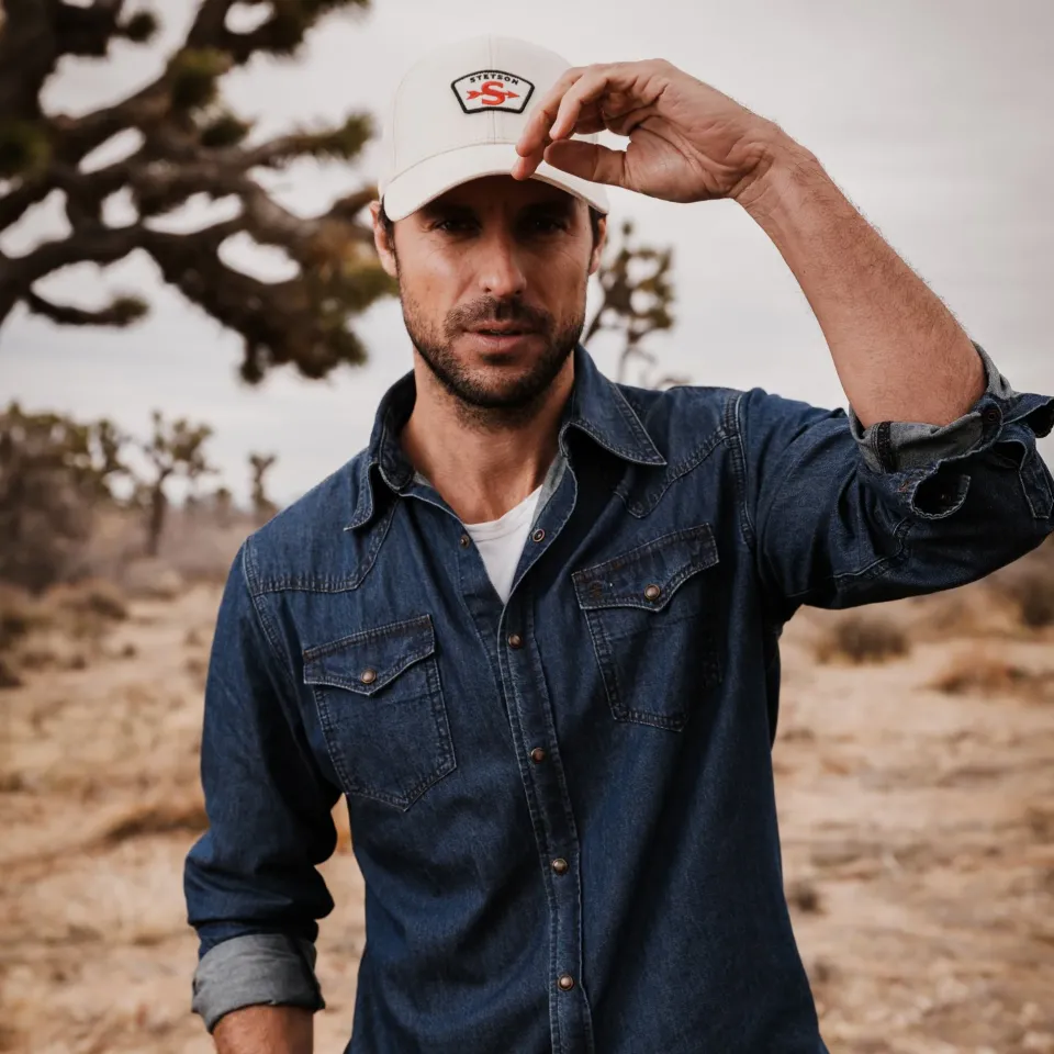 Sale Stetson Modern Denim Western Shirt Blue