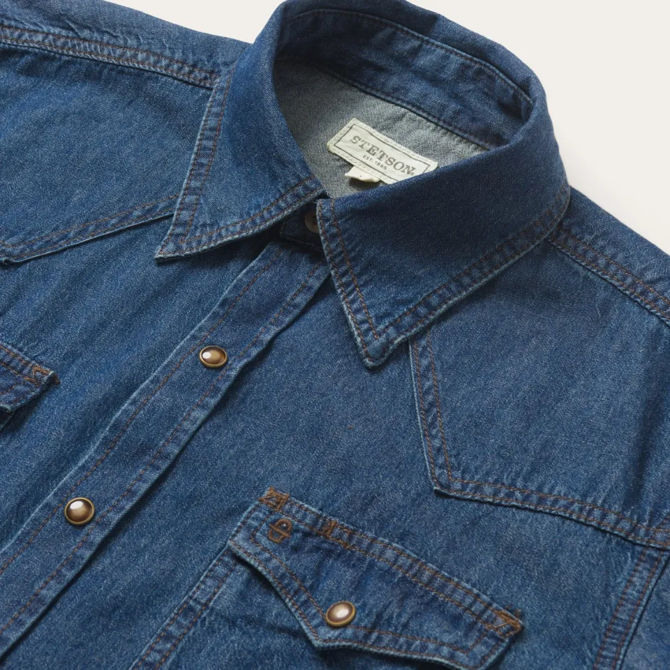 Sale Stetson Modern Denim Western Shirt Blue