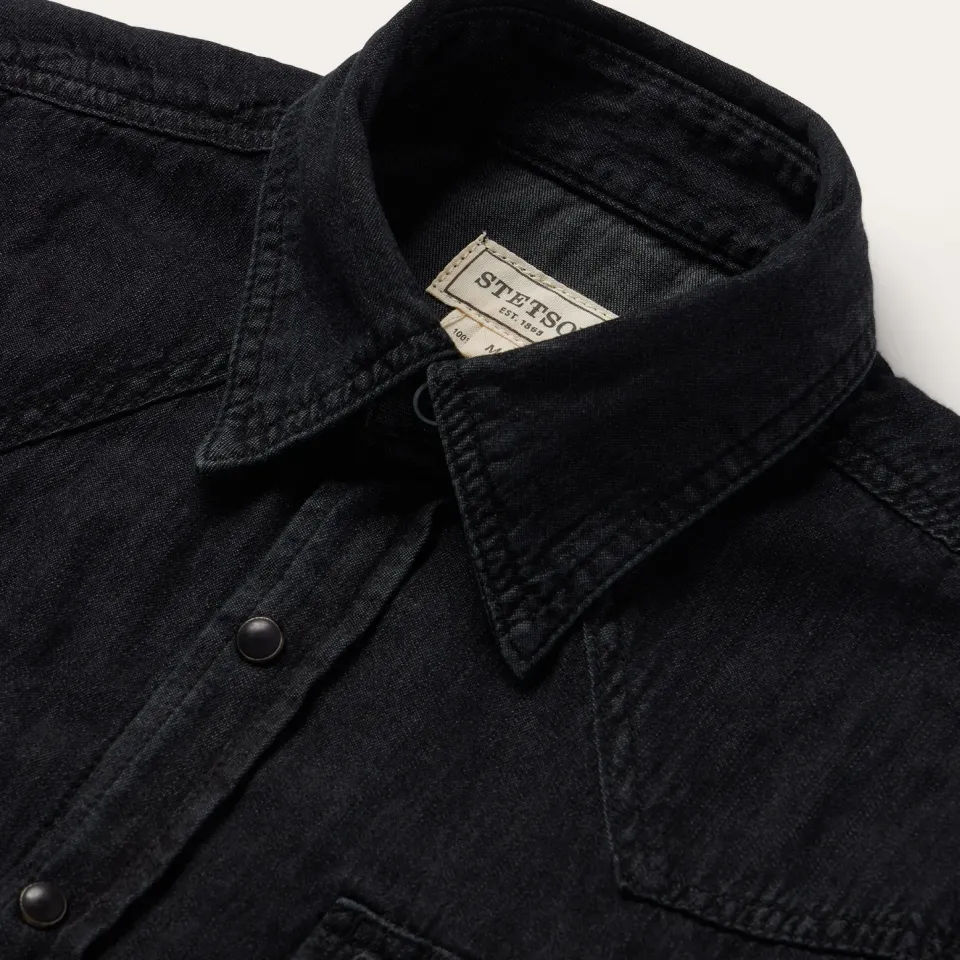 New Stetson Modern Denim Western Shirt Black