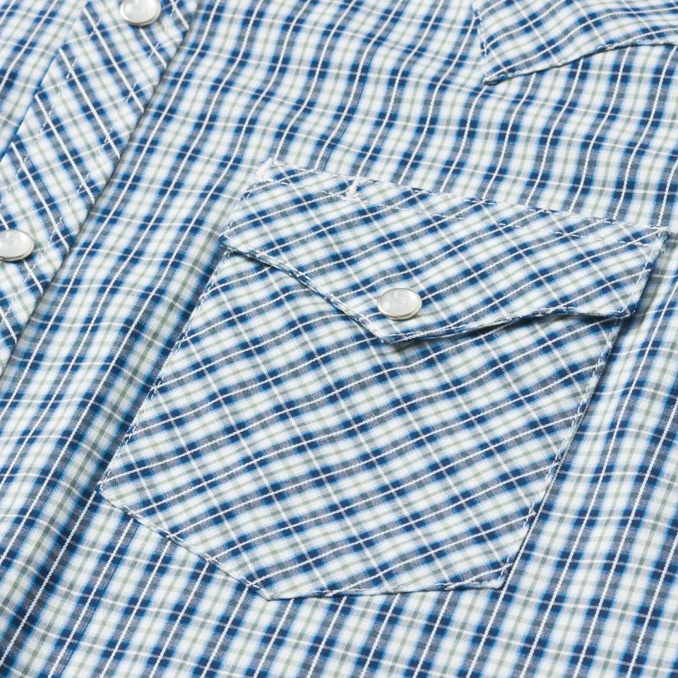 Discount Stetson Modern Snap Front Shirt in Mini Check Blue
