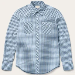 Best Stetson Modern Snap Front Shirt in Mini Check Blue
