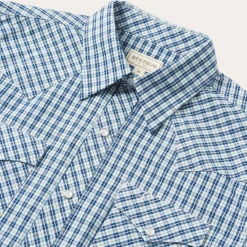 Best Stetson Modern Snap Front Shirt in Mini Check Blue
