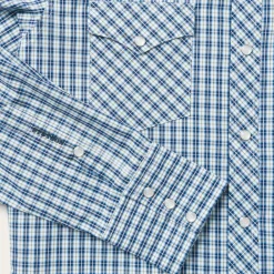 Best Stetson Modern Snap Front Shirt in Mini Check Blue