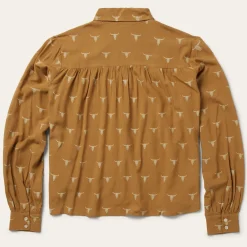 Best Stetson Mojave Longhorn Print Poet Blouse Brown