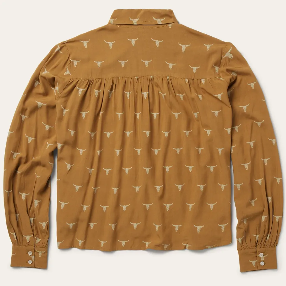 Best Stetson Mojave Longhorn Print Poet Blouse Brown