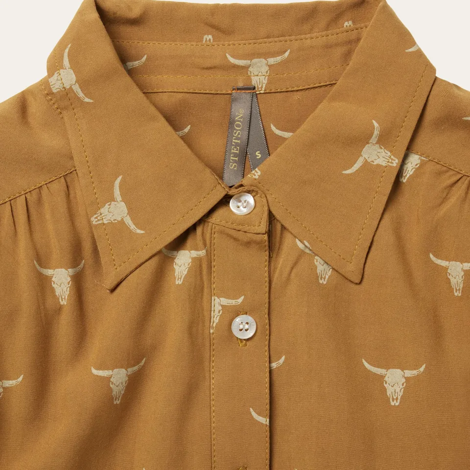 Best Stetson Mojave Longhorn Print Poet Blouse Brown