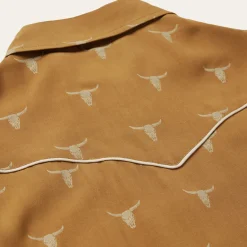 Outlet Stetson Mojave Longhorn Print Snap Western Shirt Brown