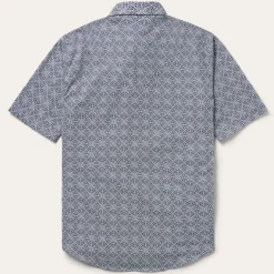 Clearance Stetson Navy Print Short Sleeve Western Shirt Blue
