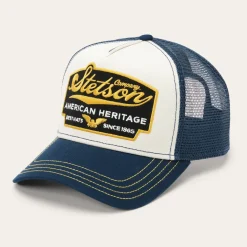 Sale Stetson Navy Script Heritage Trucker Cap Blue/White