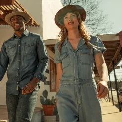 Discount Stetson Notch Collar Jumpsuit Blue