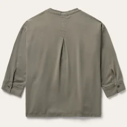Sale Stetson Olive Lyocell Twill Peasant Top Green