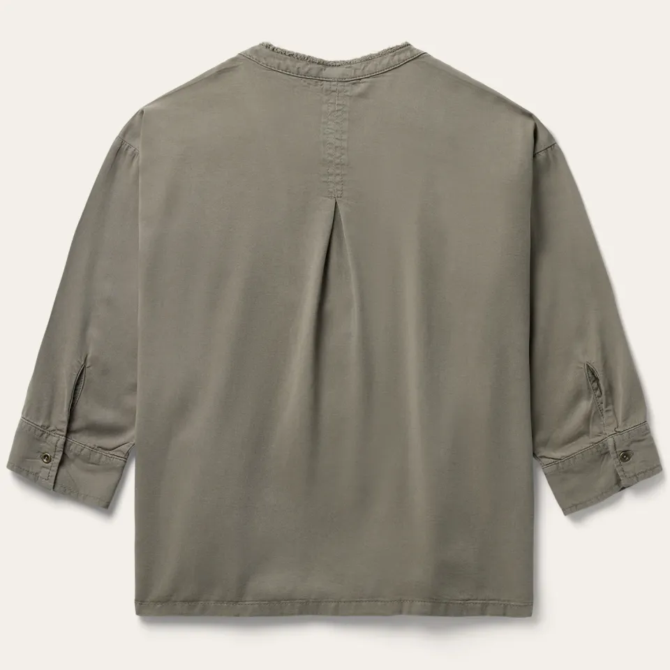 Sale Stetson Olive Lyocell Twill Peasant Top Green