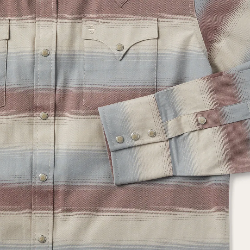 Hot Stetson Ombre Stripe Twill Shirt Wine