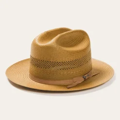 Clearance Stetson Open Road Vented Straw Cowboy Hat Cognac