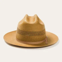New Stetson Open Road Vented Straw Cowboy Hat Cognac