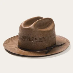 Outlet Stetson Open Road Vented Straw Cowboy Hat Chocolate