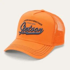 Hot Stetson Embroidered 1865 Trucker Cap Orange
