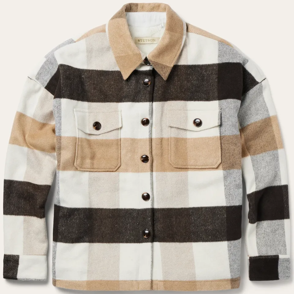 Sale Stetson Oversize Plaid Shirt Jacket Brown
