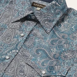 Hot Stetson Paisley Western Shirt Green
