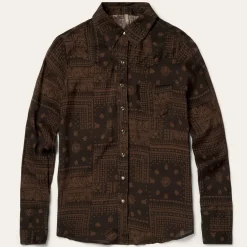 Sale Stetson Patchwork Bandana Print Blouse Brown