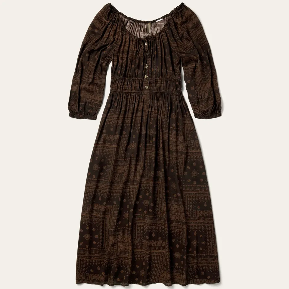 Online Stetson Patchwork Bandana Print Dress Brown