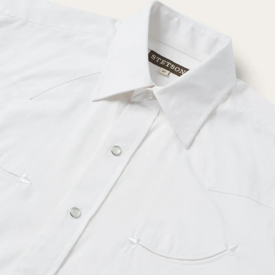 Best Stetson Pin Point Oxford Shirt White