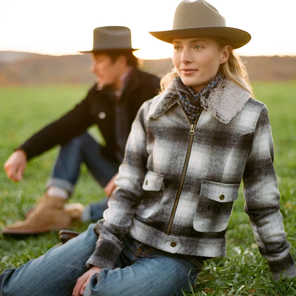 Stetson Plaid Cropped Jacket Black