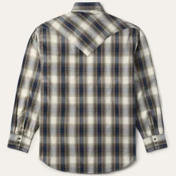 Stetson Ranch Plaid Dobby Western Shirt Brown
