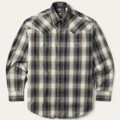 Sale Stetson Ranch Plaid Dobby Western Shirt Brown