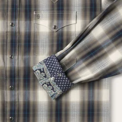 Sale Stetson Ranch Plaid Dobby Western Shirt Brown